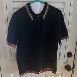 Burberry Black Sweater with Plaid Accents